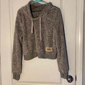Hollister Gray and White Fluffy Sweater